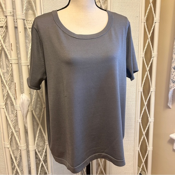 Jones New York Sweater Grey Silk Blend Pullover Short Sleeves Soft Plus size 2X - Picture 3 of 14